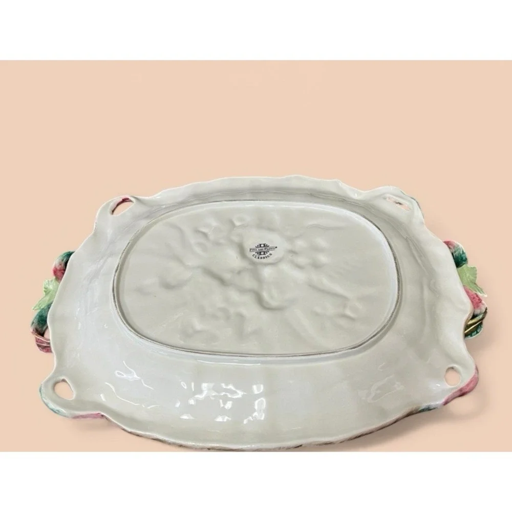 Fitz & Floyd Woodland Spring Large Oval Embossed‎ Serving Platter Floral Flowers